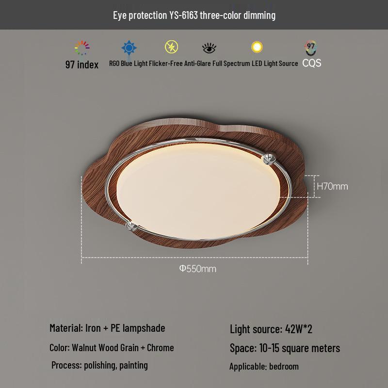 Vintage Solid Wood Eye Protection Ceiling Light for Living and Dining Rooms