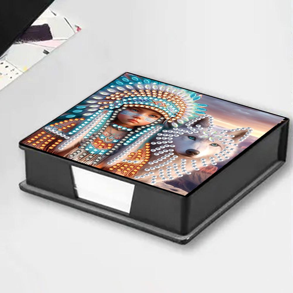 PU DIY Diamond Art Note Box with 160 Sheets Diamond Art Notepad Box for Home Office and School Supplies