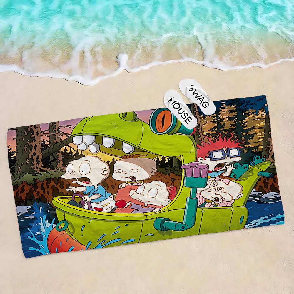 Funny Cute R-Rugrats Beach Towel Colorful Bath Towels for Girl Microfiber Quick Dry Sand Free Beach Yoga Spa Gym Pool