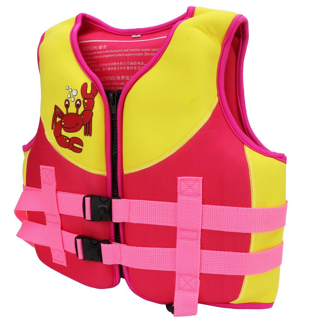 Kids Swim Vest Pink Regulable Strap Widened Waistband Balancing Fins Safety Buckle Child Swimming Jacket for Paddling S