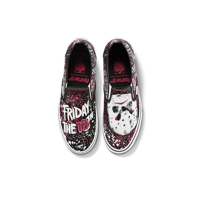 House of Terror x Vans Classic Slip-On Freitag der 13. Unisex-Sneaker Schwarz True-White VN0A4U38ZPL