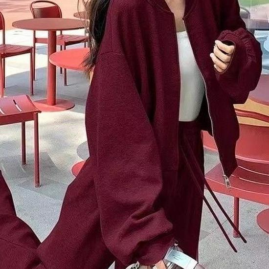 Women's Plus Size Sporty Sweatshirt & Wide Leg Pants Set - Autumn/Winter Two-Piece Cardigan Outfit