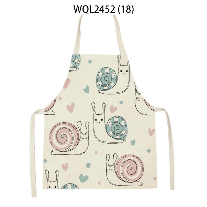 Animal Snail Rabbit Printing Apron Adult Kids Sleeveless Kitchen Apron Linen Cooking Baking Accessories Apron Cleaning Tool
