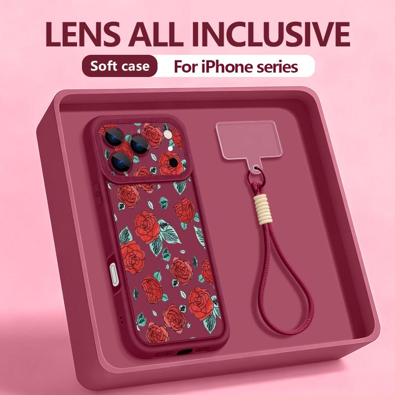 Cartoon Daisies Flower Pattern Lanyard Case For iPhone 17 Pro Max iPhone 16 15 Pro Max 14 13 11 16E 17E Shockproof Bumper Wristband Cover