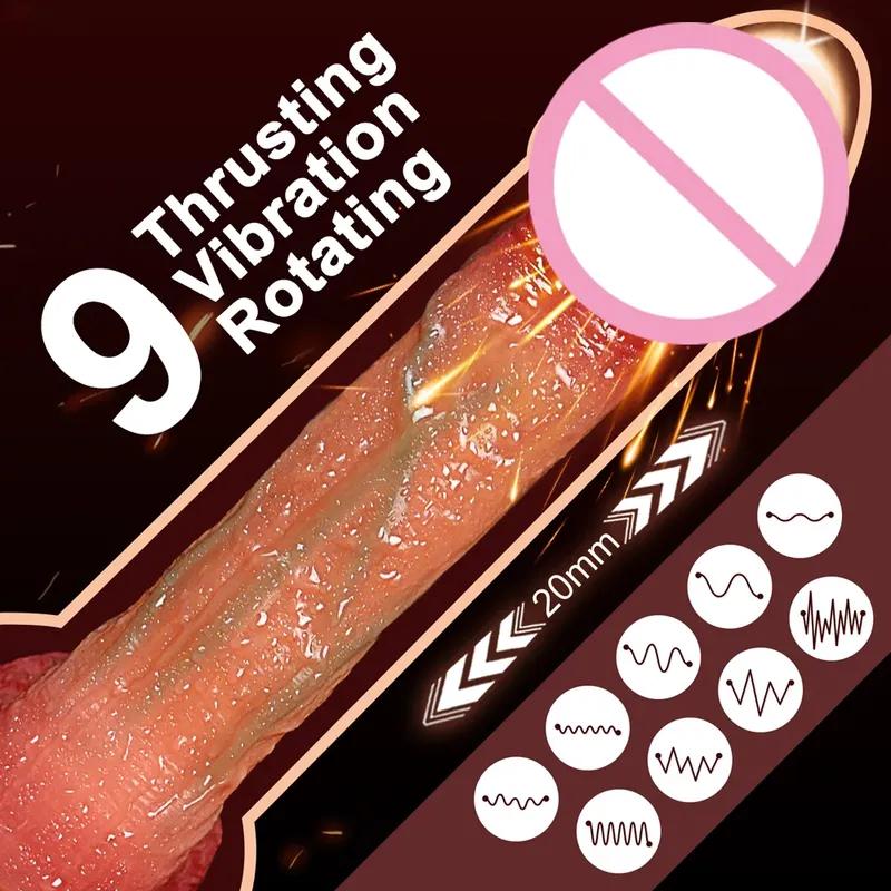 Telescopic Realistic Dildo Vibrator Heating Thrusting Vibrador Adult Sex Toys For Women Men G-Spot
