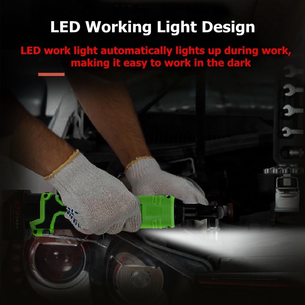 100Nm Rechargeable Electric Wrench 3/8" Cordless Ratchet Scaffolding Right Angle Wrench Tool with 1/2 Battery Charger Kit 42V