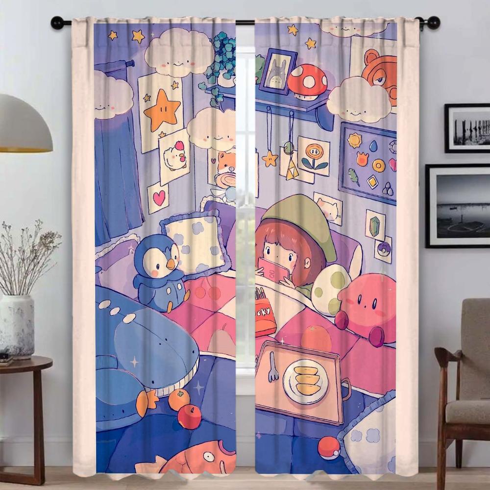 

Kawaii Life Тюль для спальни Кухонные шторы для камеры Домашние интерьерные шторы 2 штуки Шторы для оконных проемов Перегородка для комнаты W50xH70cmx2pcs-CL