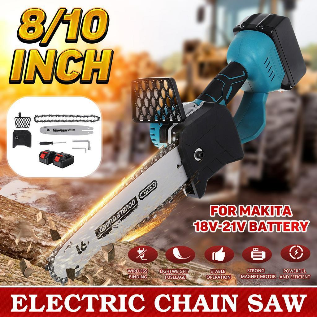 21V Cordless Electric Chain Saw Wood 8inch / 10inch Mini Cutter One-Hand Saw Woodworking Tool