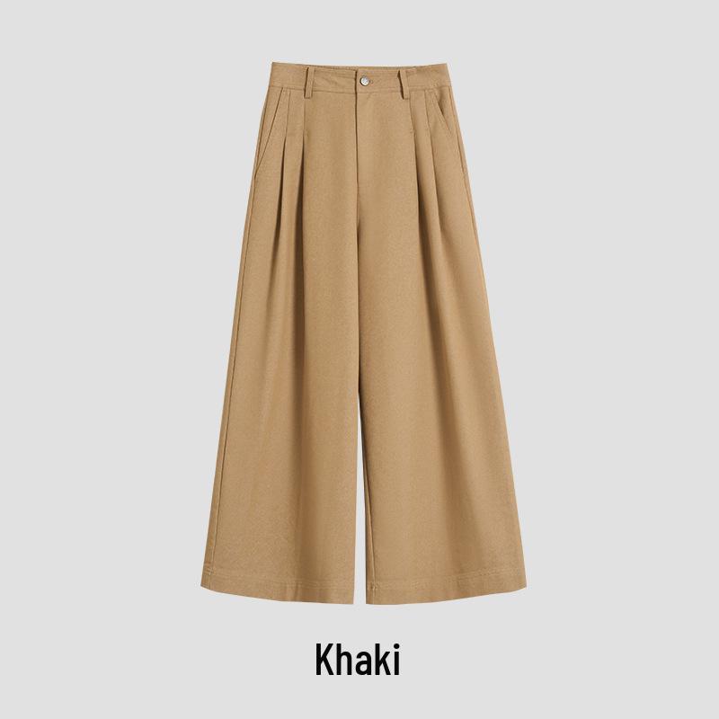 

Rongtai Women s Retro Khaki Wide-Leg Pants - Slimming, Versatile, Nine-Point Length for 2025 Autumn/Winter Medium хаки