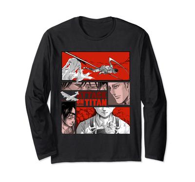 [Segunda mercadoria oficial] Ataque dos Titãs: Camiseta de manga comprida Batalha do Céu e da Terra 1