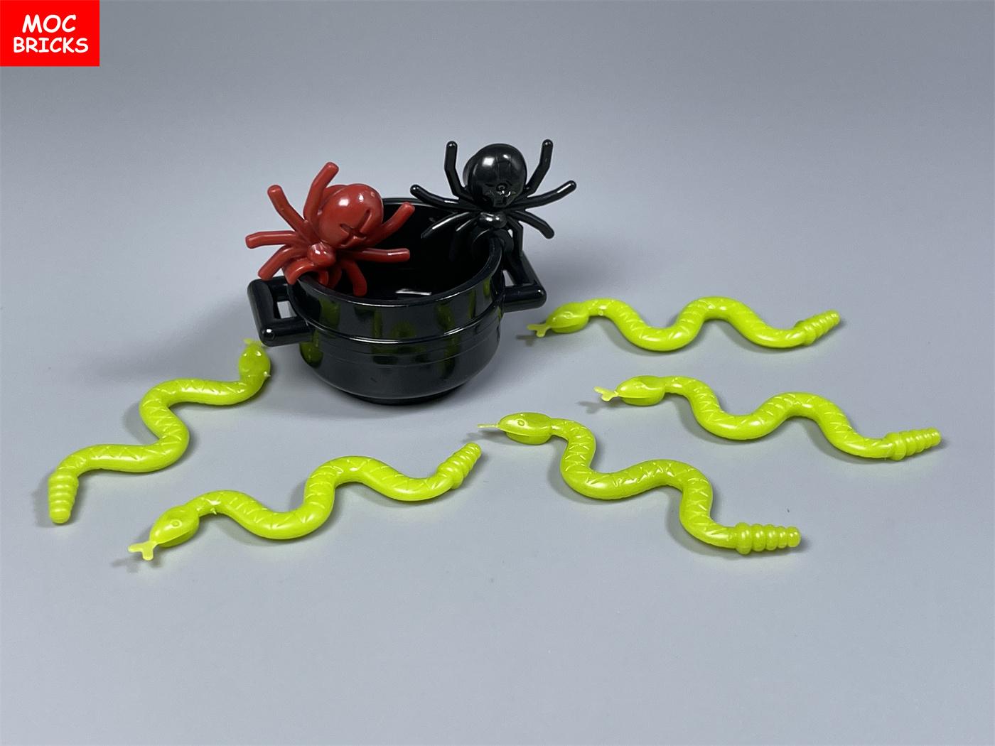 

MOC Кубики Приключение в Дикой Природе Сцена Выживания Змея Животные Еда Лес Джунгли Аксессуары Строительные Блоки Друг Игрушки Подарки