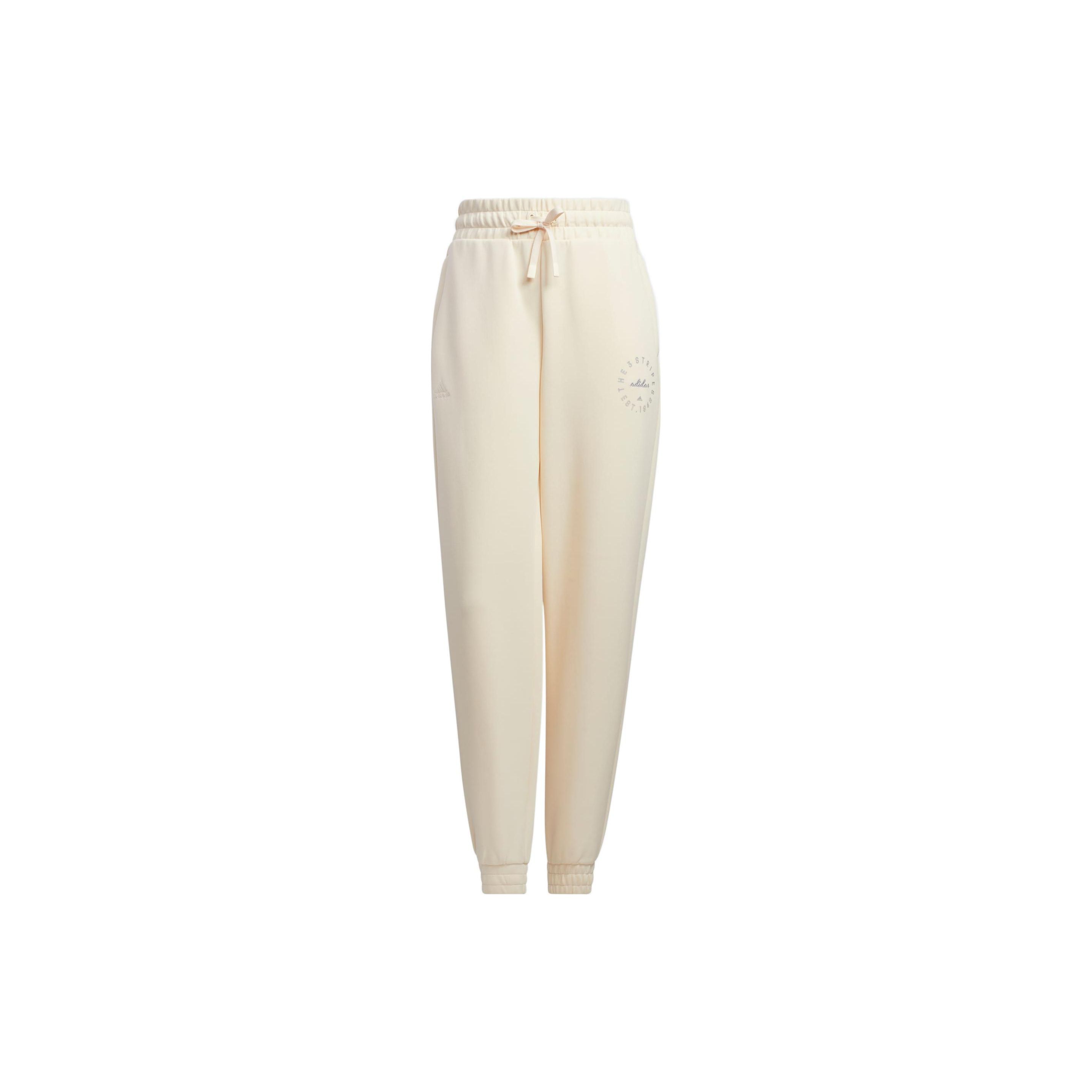 adidas Women s Knit Logo Print Cuffed Track Pants White HZ7064 XL