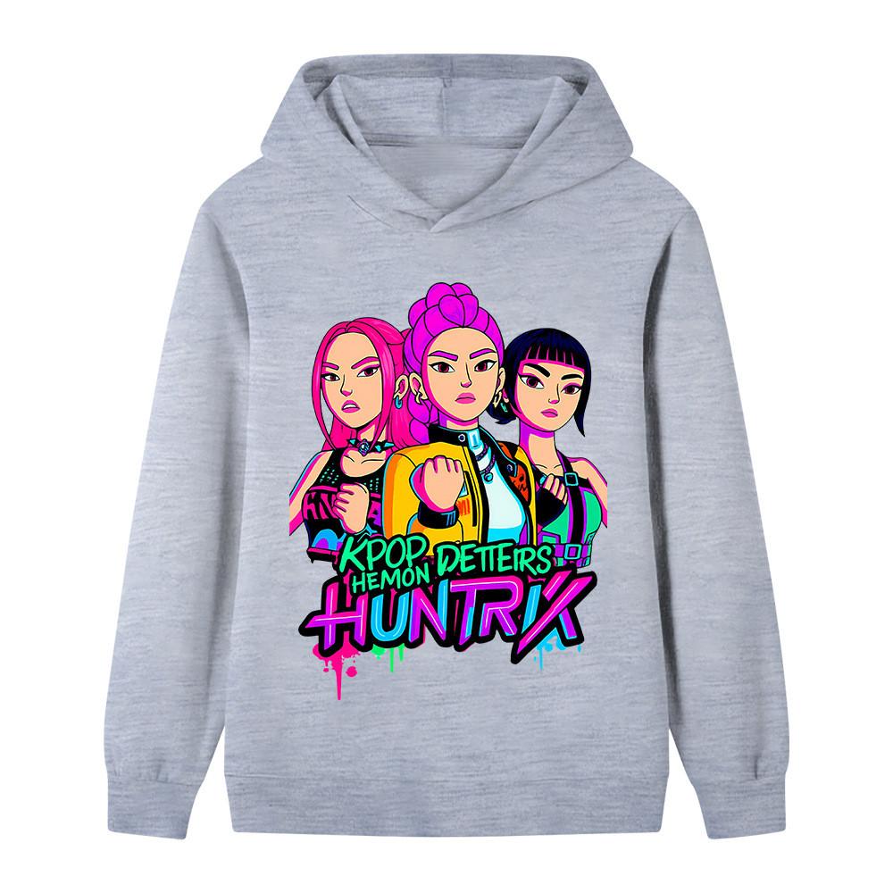 B1210 Детская толстовка с длинными рукавами для мальчиков и девочек с принтом Kpop Rumi Zoey Mira 170cm серый