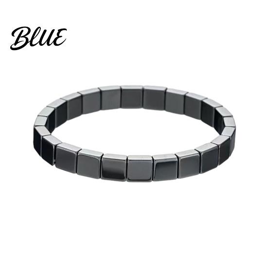 Bracciale Comfort da Uomo Regolabile Banda Nera di Pietra Gallica Superficie Liscia