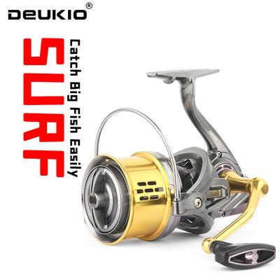 DEUKIO 8000 10000 12000 Series 20KG Drag Casting Full Metal Waterproof Spinning Reel 8+1BB Aluminum Alloy Spool 4.6:1 Gear Ratio Fishing Reel