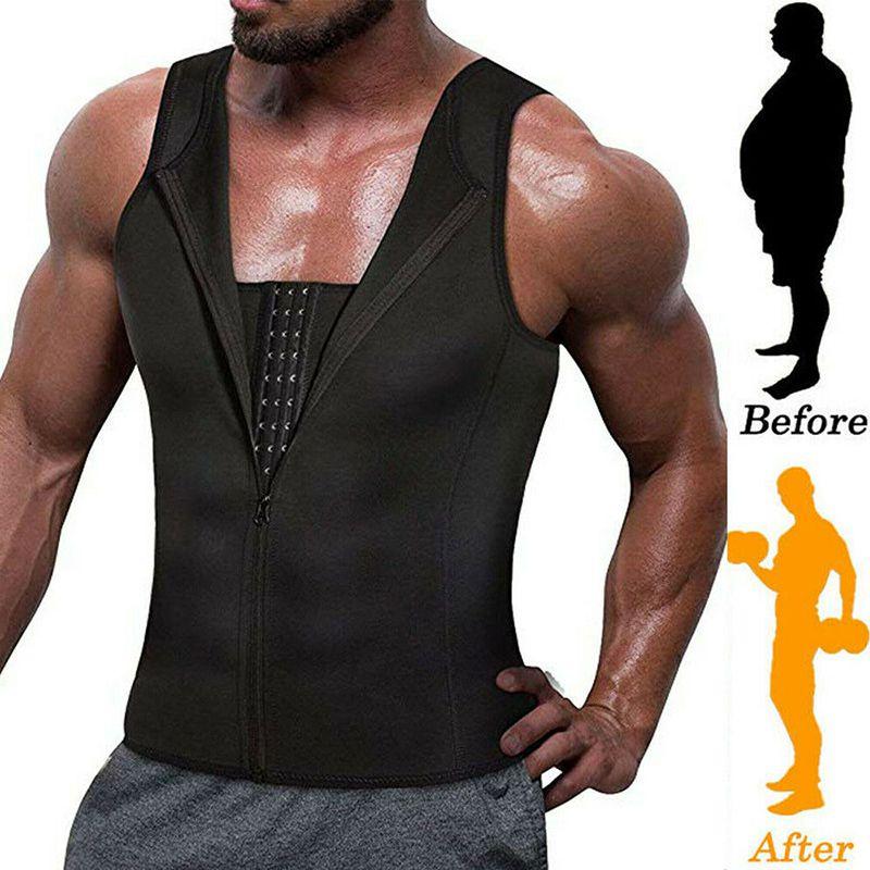 Mens Neoprene Sauna Thermo Sweat Body Shaper Waist Trainer Burn Fat Vest Corset