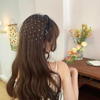 Kadın Düğün Saç Bandı Tül Fiyonk Yapay Elmas Duvak Saç Bandı Siyah Gelin Saç Çemberleri Parti Moda