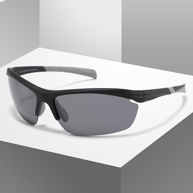 Men's Half-Frame Polarized Sports Sunglasses European-American Style UV Protection for Cycling Hiking Running Fishing