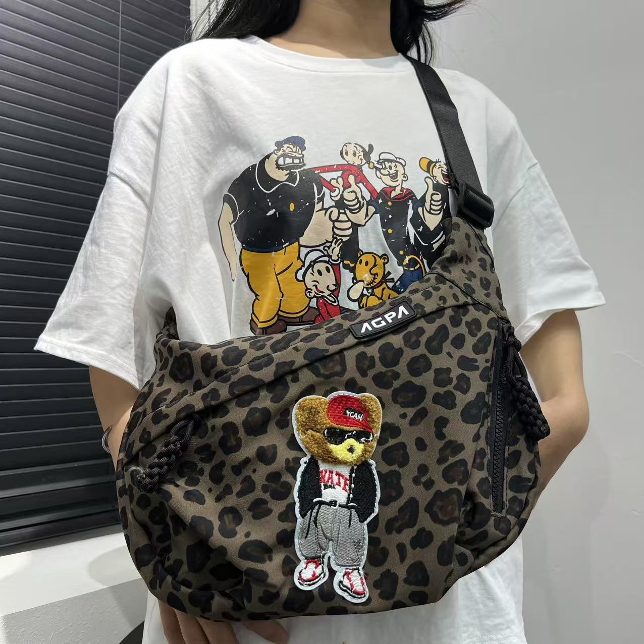 

Women S Personalized Leopard Print Patch Diagonal Span Bag Casual Versatile Commuter Shoulder Handbag цветной печати леопарда