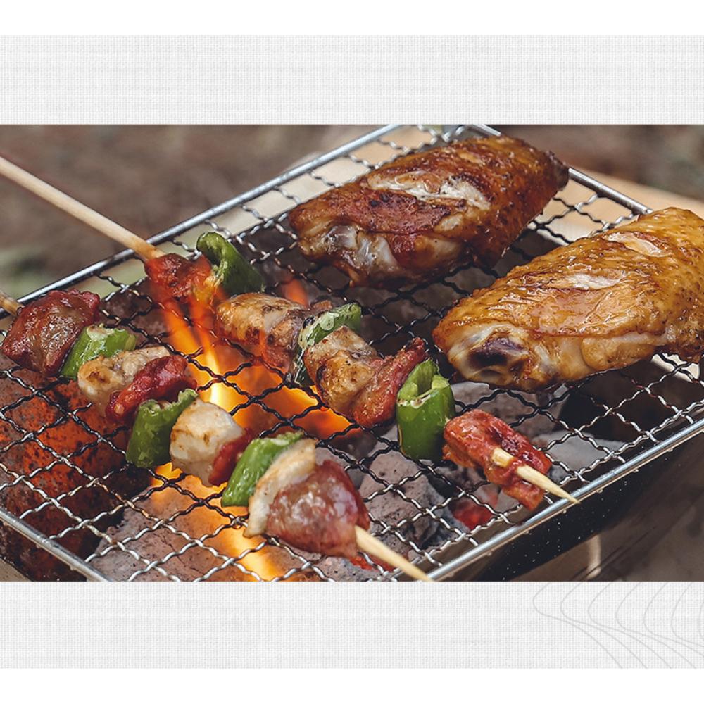 Bærbar sammenleggbar komfyr for utendørs piknik, campingutstyr, kjøkkenutstyr, kullgrill i rustfritt stål