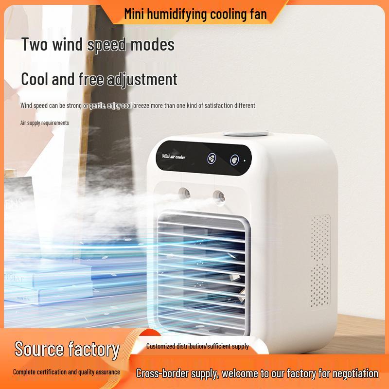 

Compact Desk Fan with Humidifying Spray - Portable Mini Cooling Air Conditioner for Home and Office English