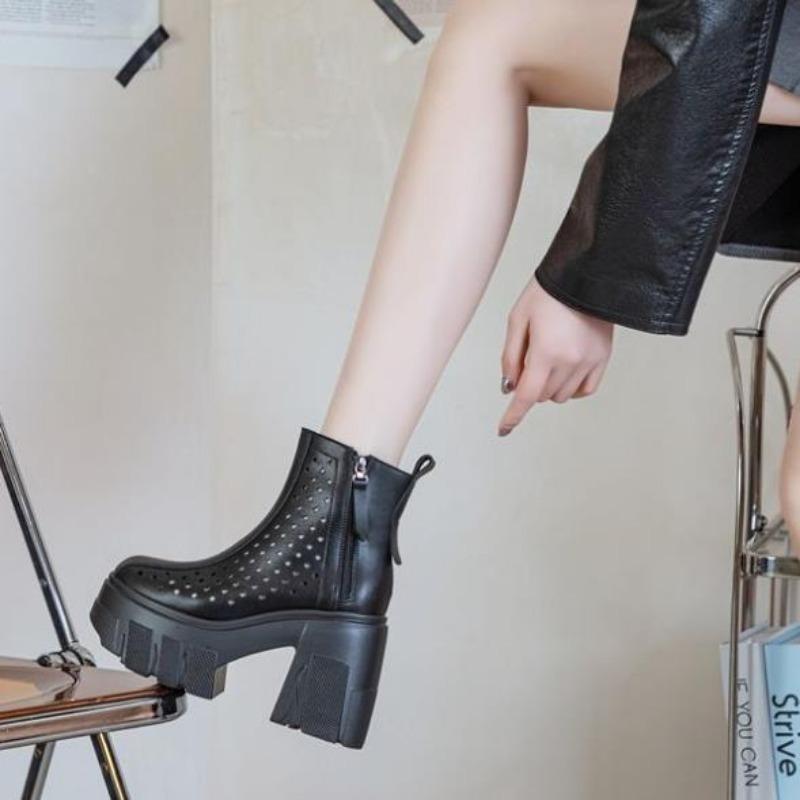 11 см полые натуральная кожа летние модные сандалии повседневные ботильоны до колена — фото 7