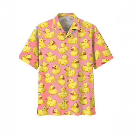 Hawaiian Casual Shirt Duck Print Men's Open Button Top Cool Comfortable Short Sleeves