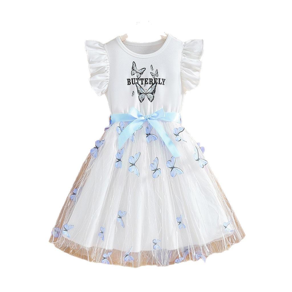 Sweet Butterfly Print Gauze Dress For Girls - Summer Children's Fashion Princess Dress