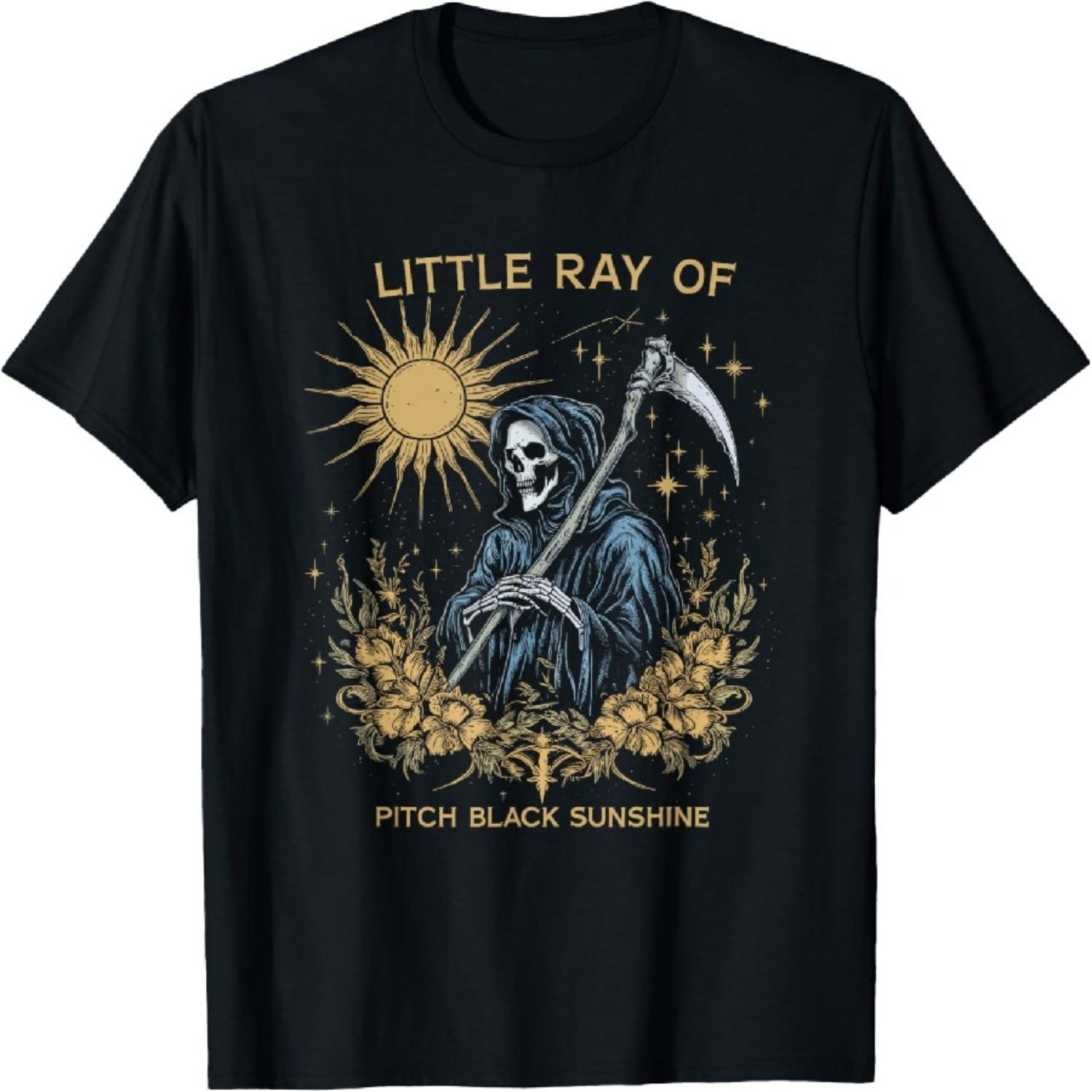 

Threadrock Little Ray of Pitch Black Sunshine Grim Reaper Goth Art T-Shirt XXXXXL різнокольоровий