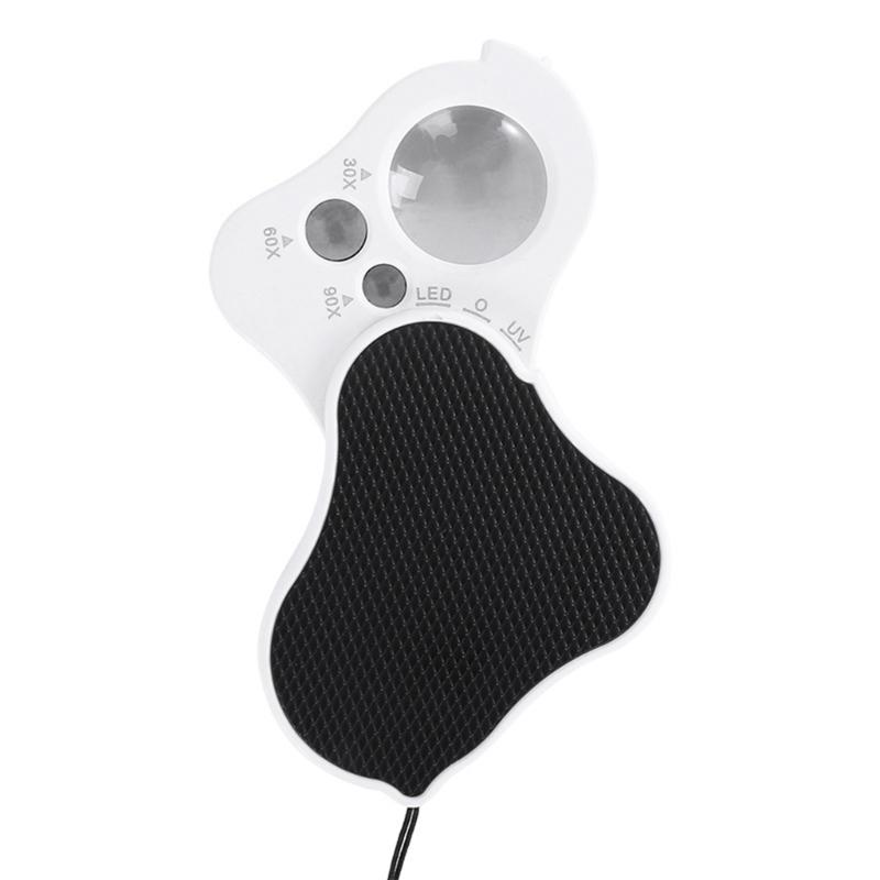 30X 60X 90X Jewelers Foldable Pocket Magnifier Magnifying Glass with Led Uv Light Loupe Identification for Observations