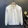Men's Winter Retro Henley Collar Hoodie – Trendy Long Sleeve Casual T-shirt