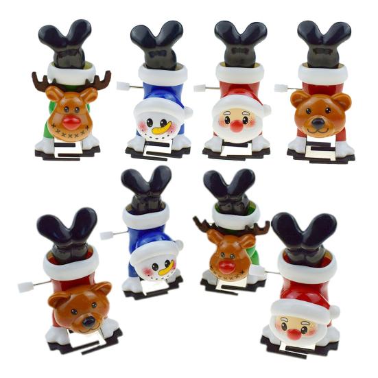 Mini Christmas Wind-Up Toy Bear/Santa Claus/Snowman/Reindeer Clockwork Chain Toy Plastic Running Jumping Movement Figures
