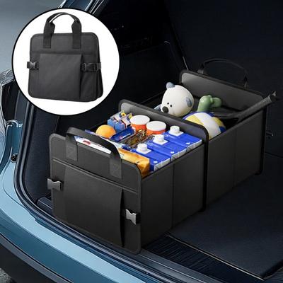 Organisateur de Coffre de Voiture Pliable Portable Boîte de Rangement avec Base Antidérapante 2 Compartiments Conteneur de Rangement de Voiture pour Épicerie Équipement de Sport