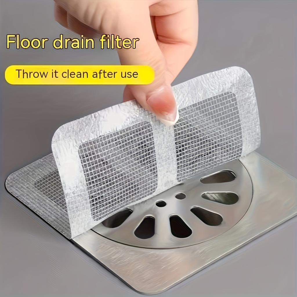 1/5/10/20PCS Disposable Shower Drain Hair Catchers - Adhesive Microfiber Mesh Drain Protectors with Grid Design, Clog-Preventing Sink & Bathtub