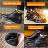 Black Leather Work Shoes with Steel Toe Caps Waterproof Safety Shoes Anti Puncture Anti Smash High Top Work Safety Boots for Men
