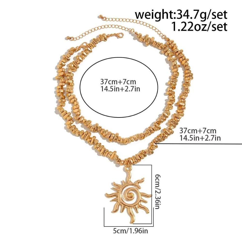 Imitation Pearl Sunflower Pendant Exquisite Beads Chain Choker Jewelry Multilayer  Necklace  Girls