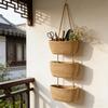 Rope Woven Storage Basket Boho Foldable Washable Hanging Baskets Multi-Tier Wall Mounted Organizer for Kitchen Produce Nursery Decor