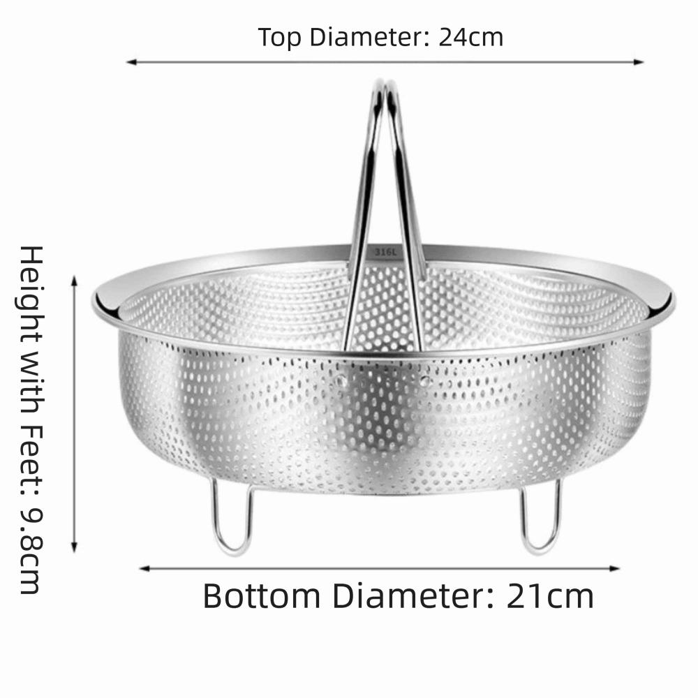 

201 Нержавіюча сталь Підставка для приготування їжі на пару Складна ручка Сітка для приготування на пару в каструлі Кухонне приладдя 24CM
