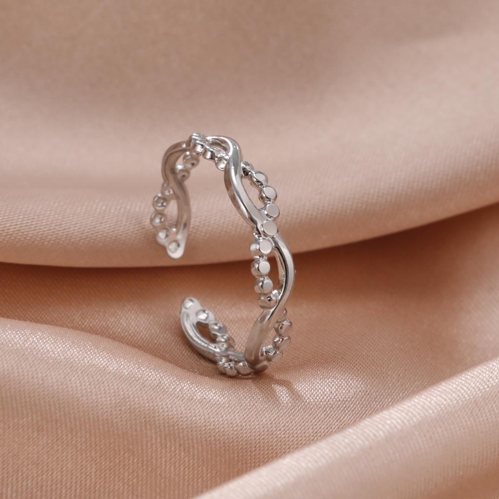 Stainless Steel Women Rings Geometric Heart Aesthetic Adjustable Open Finger Ring Fashion Party Jewelry Gifts