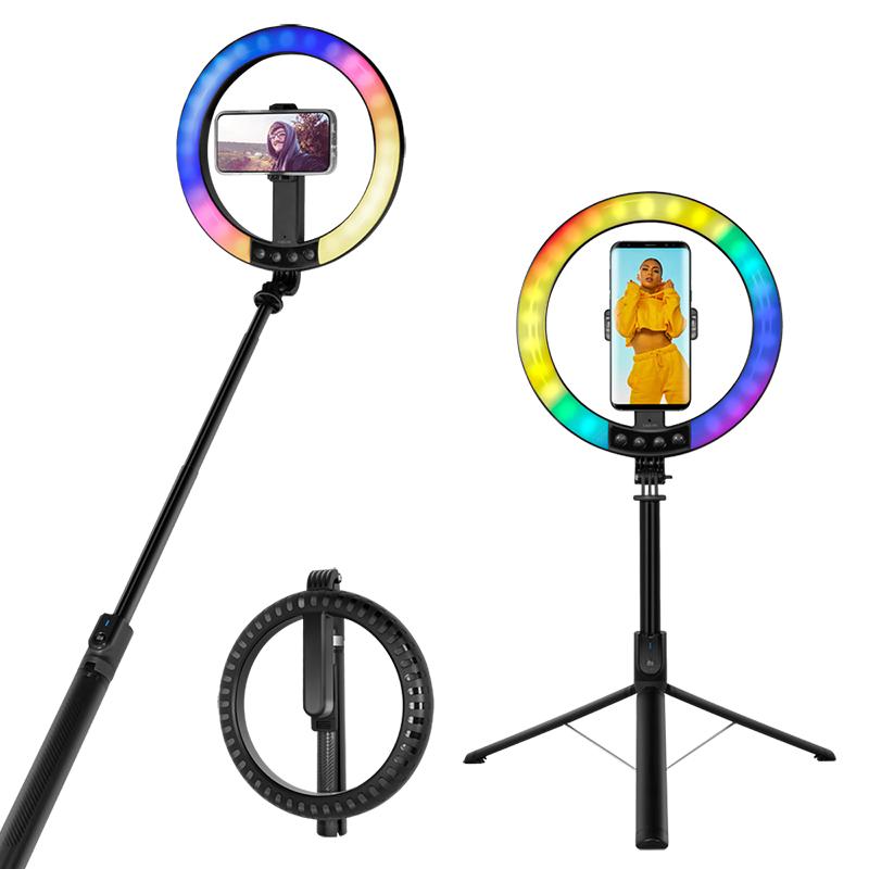 LogiLink LED Ring Light with Selfie Stick Tripod and Bluetooth Remote Control