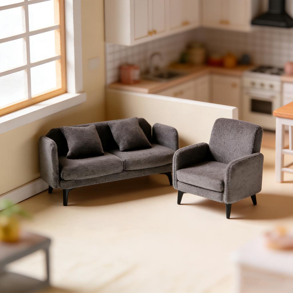 Realistic Miniature Sofa Model 1/12 Furniture Doll House Scene Display Accessories For Craft Model Project Setting Props