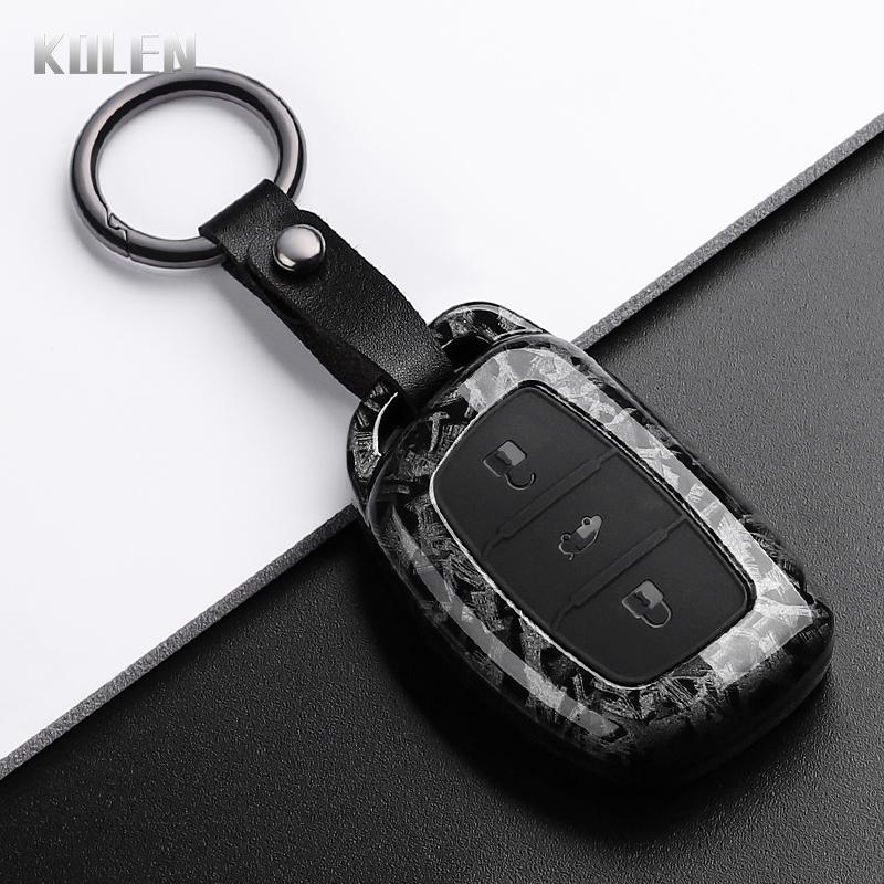 Abs Carbon Fiber Style Car Key Case Cover For Hyundai Ix35 I40 I20 I10 Tucson Elantra Creta Sonata Ioniq Accent Creata Keychain