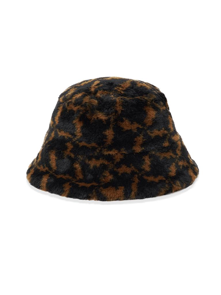 VEGAN TIGER Small Icon Jacquard Fur Bucket Hat Black
