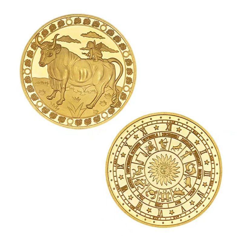 Set of 12 Zodiac Coins, Zodiac Commemorative Coins, Leo Sun God Lucky Coins, Birthday Gifts