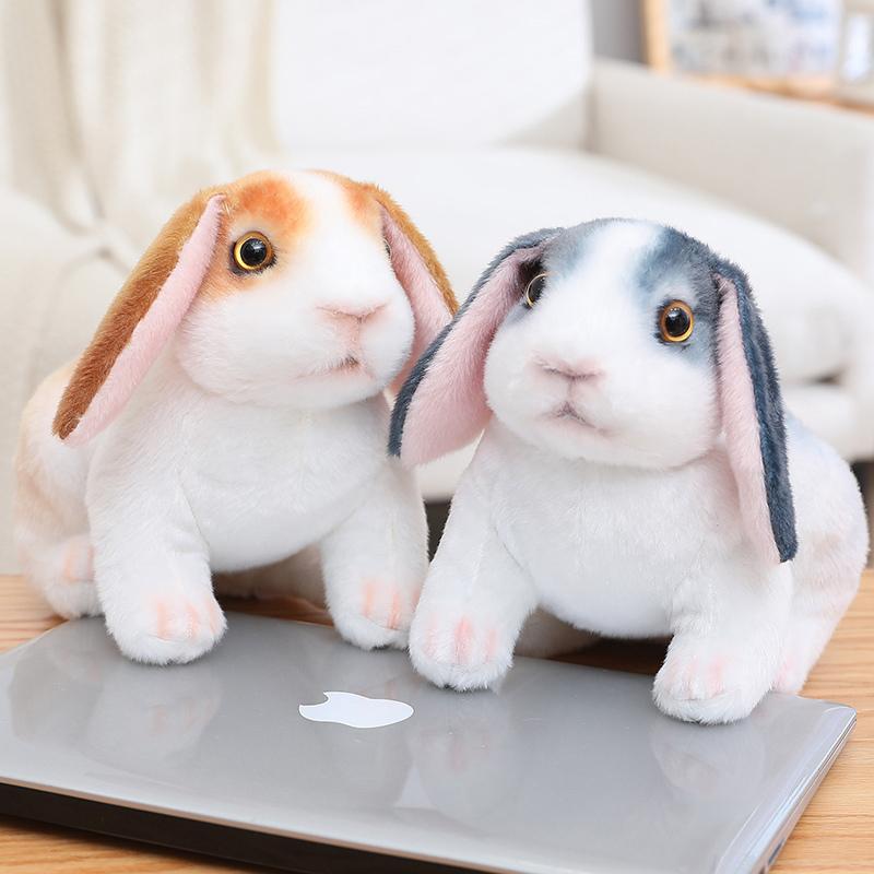Kawaii Simulation Long Ears Rabbit Plush Doll Lifelike Animal Realistic Toy Model Room Decor Boys Birthday Gift