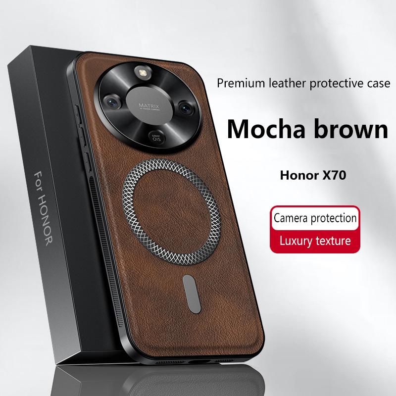

Для Honor X70 Чехол Магнитный Элегантный Кожаный Износостойкий Объектив Полностью Закрытый Нескользящий Захват Защита Края Рамка Honor X70