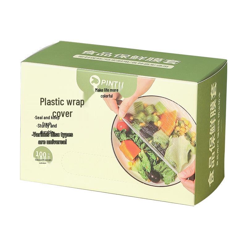 Disposable Fresh-Keeping Film with Elastic Opening, 100-Piece Food Grade PE for Refrigerator Anti-Odor Sealing