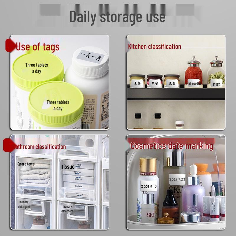 Large Waterproof Silver Kitchen Labels for Handwritten Marking and Storage Organization