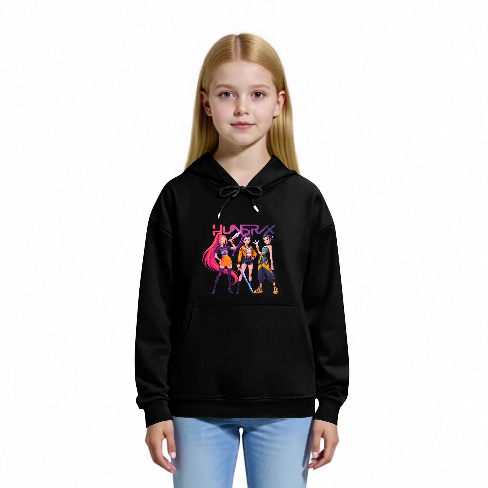 

Детская толстовка с капюшоном для мальчиков и девочек, модная толстовка с длинными рукавами и принтом 100 чёрный