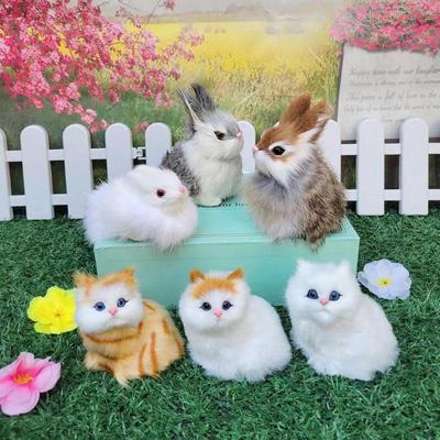 Plüschtier-Tiermodell: Bellende Katze, Welpe, Kaninchen, pädagogische Puppenornamente für Kinder